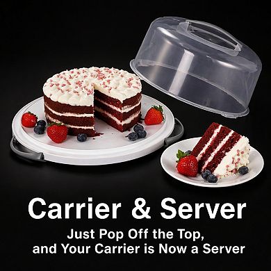 Extra Large Cake Carrier Storage Holds 13" Cake, Lockable Clear Dome, Dishwasher Safe