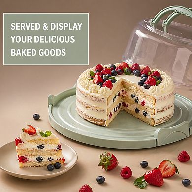Extra Large Sturdy Cake Carrier Stand with Lid Foldable Handles Multifunctional 10Inch Cake Tray