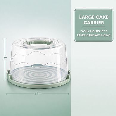 Extra Large Sturdy Cake Carrier Stand with Lid Foldable Handles Multifunctional 10Inch Cake Tray