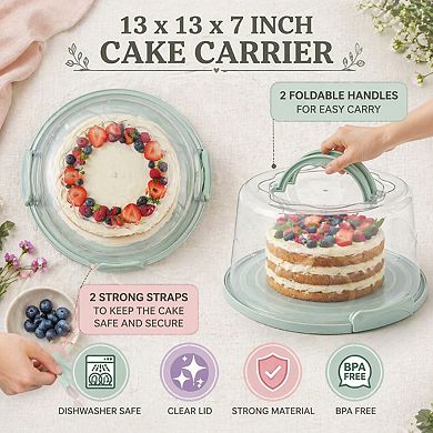 Extra Large Sturdy Cake Carrier Stand with Lid Foldable Handles Multifunctional 10Inch Cake Tray