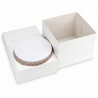 15 Sets 10x10x8 Inch Cake Boxes w/ Boards, Bakery Window, Food Grade Cardboard for Cakes Desserts