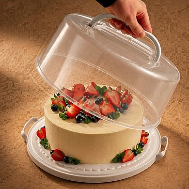 10 Inch Round Cake Carrier Stand With Handles Lids Anti-Slipped Tray Durable Lock