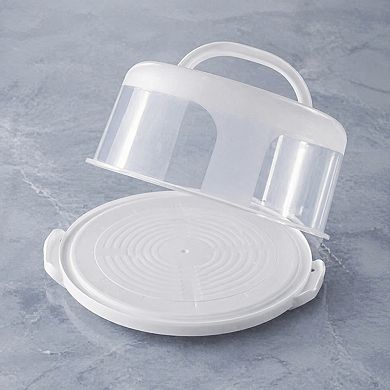 10 Inch Round Cake Carrier Stand With Handles Lids Anti-Slipped Tray Durable Lock