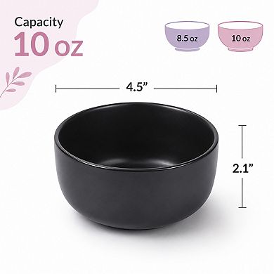 10 Ounces Ceramic Bowl Set 4 Pack Matte Porcelain Multi Use Small Dishes