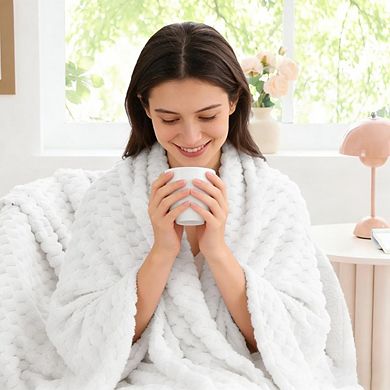 3D Jacquard Fleece Throw Blanket, Super Soft Cozy Warm Decorative