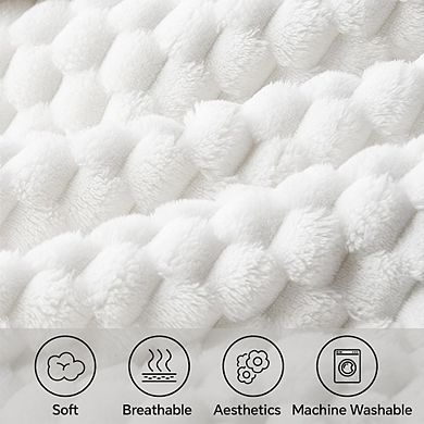3D Jacquard Fleece Throw Blanket, Super Soft Cozy Warm Decorative