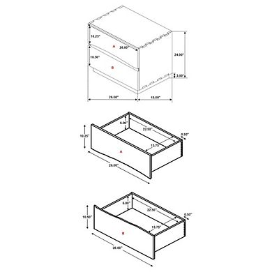 FurniFact Farmhouse Walnut Nightstand Dark Wood Nightstand with Two Drawers