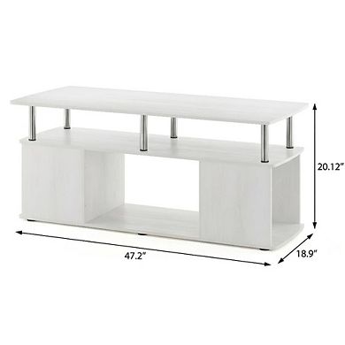 FurniFact Coffee Table with Stainless Steel Tubes and Utility Design