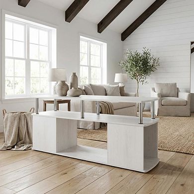 FurniFact Coffee Table with Stainless Steel Tubes and Utility Design