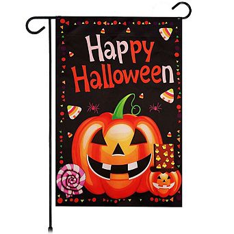 G128 Happy Halloween Pumpkin Candy Garden Flag 12x18 in Double Sided Halloween Decoration