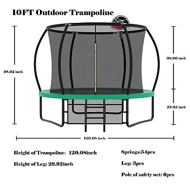 10FT Pumpkin Trampoline with Basketball Hoop for Outdoor Play