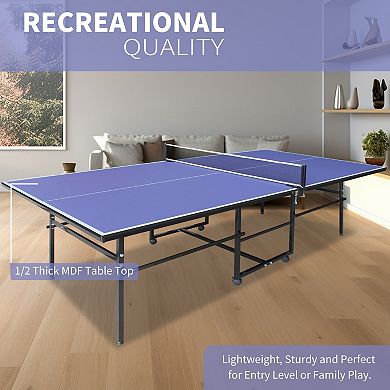 Mid Size Foldable Ping Pong Table 108x49x30 Inches Portable Indoor Game Set