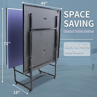 Mid Size Foldable Ping Pong Table 108x49x30 Inches Portable Indoor Game Set