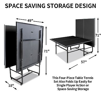 Mid Size 108x49 Inch Foldable Table Tennis Table Set Indoor Games