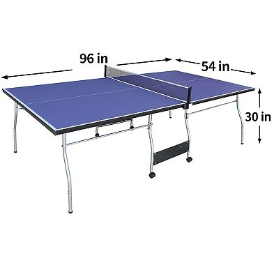 Mid Size Foldable Ping Pong Table 96x54x30 Inch Portable Indoor Game Set