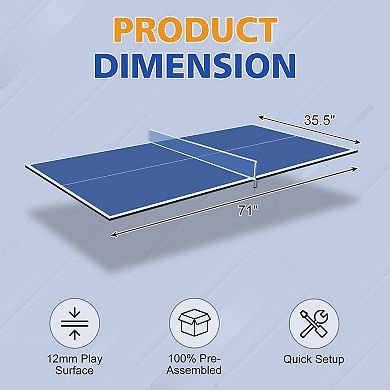 Mid Size 72x36 Inches Ping Pong Conversion Top Foldable Table Tennis Board for Indoor Games