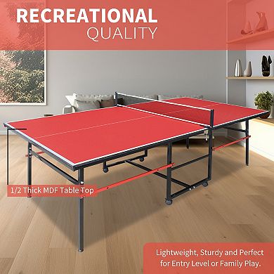 Mid Size 96x48 Inch Foldable Table Tennis Table Set For Indoor Games