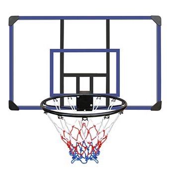 Wall Mounted Basketball Hoop 45x29 Inch Shatterproof Backboard Folding Rim Indoor Outdoor Goal