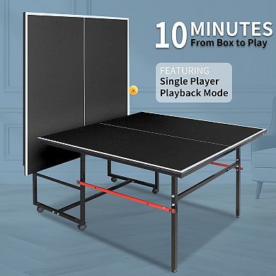 Mid Size Ping Pong Table Foldable Table Tennis Set 96 Inch Indoor Game Room