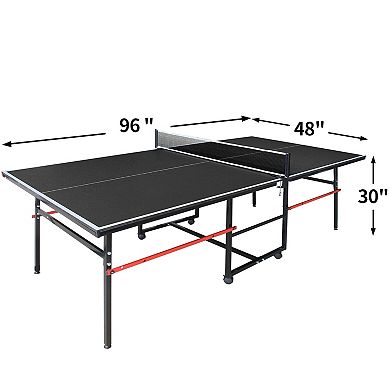 Mid Size Ping Pong Table Foldable Table Tennis Set 96 Inch Indoor Game Room
