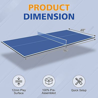 8ft Ping Pong Conversion Top Foldable Indoor Table Tennis Table