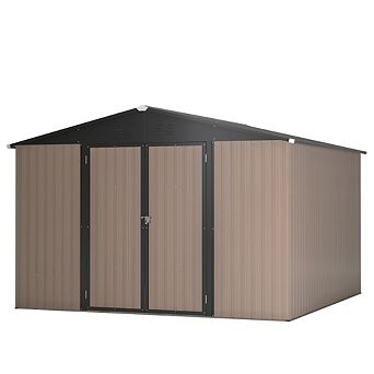 118x122 Inch Metal Storage Shed Lockable Utility Garden Tool Organizer