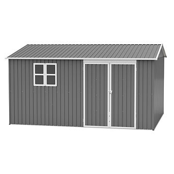 12x10 FT Metal Storage Shed Waterproof Utility Building for Backyard Garden Tools