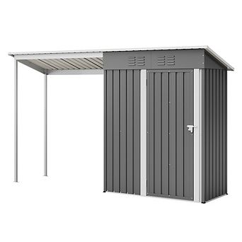 Outdoors Lean To Steel Shed with Pergola 118x32x71 in for Backyard Tool Storage