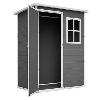 Resin Outdoor Storage Shed 5x3ft Waterproof Garden Tool House with Floor