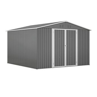 Large Metal Outdoor Storage Shed 10 x 10 Ft for Backyard Garden Tool Organization