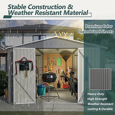 Large Metal Outdoor Storage Shed 10 x 10 Ft for Backyard Garden Tool Organization
