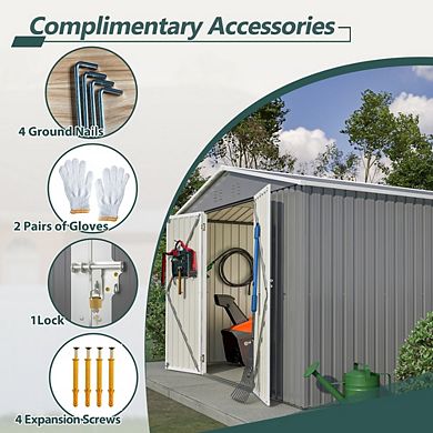 Large Metal Outdoor Storage Shed 10 x 10 Ft for Backyard Garden Tool Organization