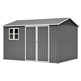 Heavy Duty Outdoor Storage Shed 10x8 Ft with Sloped Roof and Lockable Doors for Garden Patio