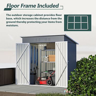 Outdoors Metal Storage Shed 6x4 Lockable Garden Tool Shed for Backyard