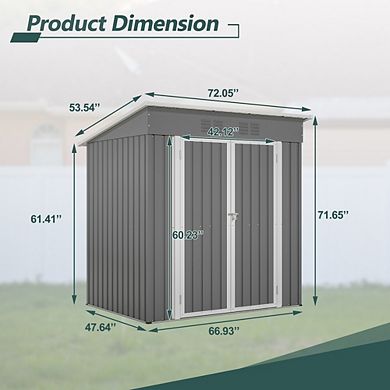 Outdoors Metal Storage Shed 6x4 Lockable Garden Tool Shed for Backyard