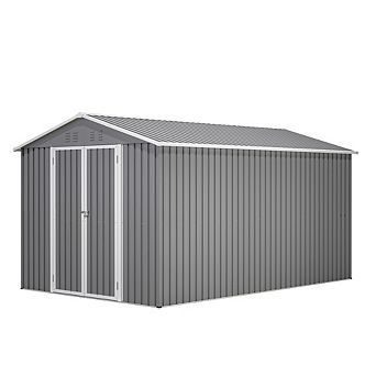 Large 146 x 95 Inch Metal Outdoor Storage Shed Tool Organizer for Backyard Garden Patio
