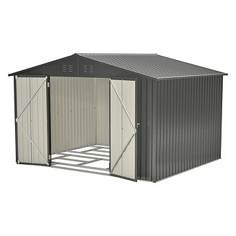10x8 Ft Outdoor Metal Storage Shed With Lockable Doors For Backyard