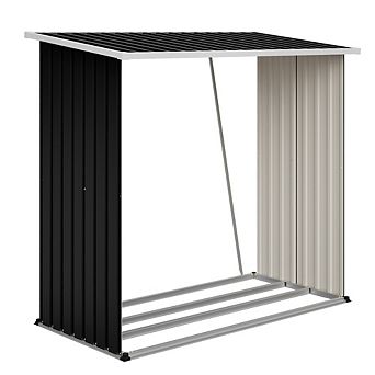 Outdoor Metal Storage Shed 62 Cu Ft Firewood Rack and Patio Organizer 67 Inch