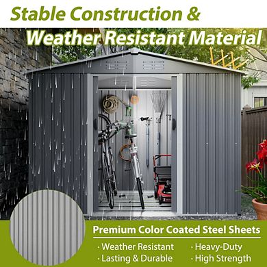 Outdoor Storage Shed 98x72 Inch Metal Garden Tool Organizer for Backyard