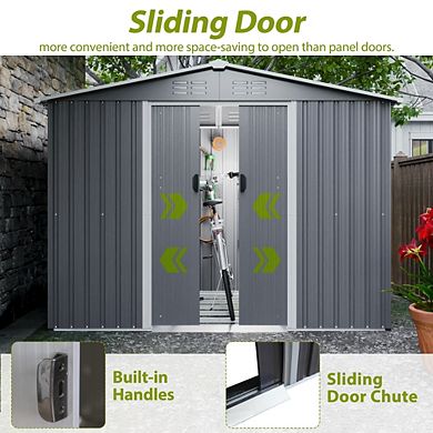 Outdoor Storage Shed 98x72 Inch Metal Garden Tool Organizer for Backyard