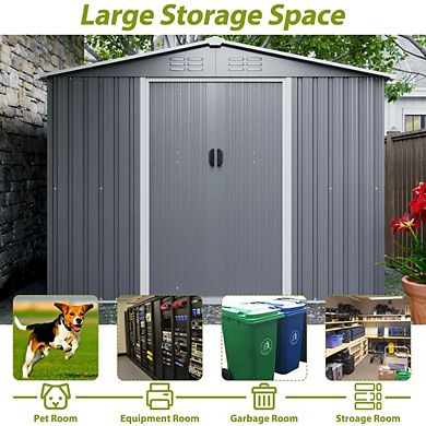 Outdoor Storage Shed 98x72 Inch Metal Garden Tool Organizer for Backyard