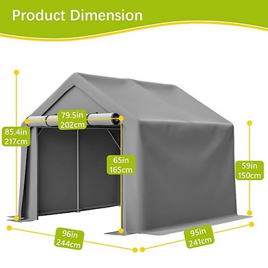 Outdoors 8x8 FT Multi Purpose Outdoor Shelter Waterproof Storage Shed