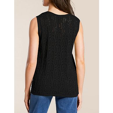 Women's Sleeveless Tie-Front Cardigan Lightweight Knit Vest Sweater