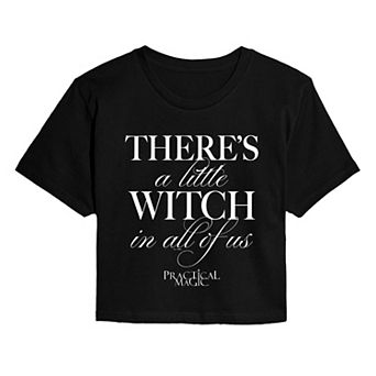 Juniors' Practical Magic "There's a Little Witch In All of Us" Cropped Tee