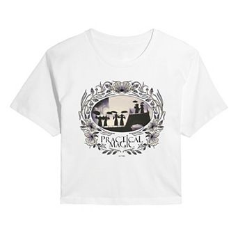 Juniors' Practical Magic Floral Frame Cropped Tee