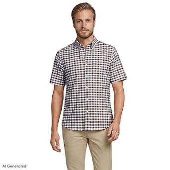 Men's Lands' End Short Sleeve Classic Fit Sail Rigger Oxford Shirt