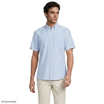 Men's Lands' End Short Sleeve Classic Fit Sail Rigger Oxford Shirt
