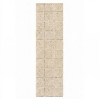 SUPERIOR Checkered Pattern Washable Non-Slip Runner Bath Mat