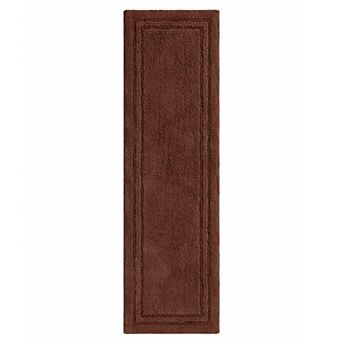 SUPERIOR Solid Bordered Washable Non-Slip Runner Bath Mat