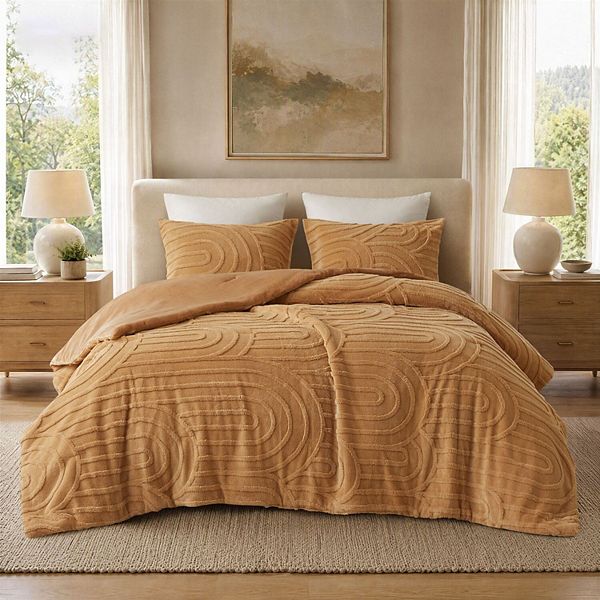 Madison Park Jacquard Sherpa Comforter Set